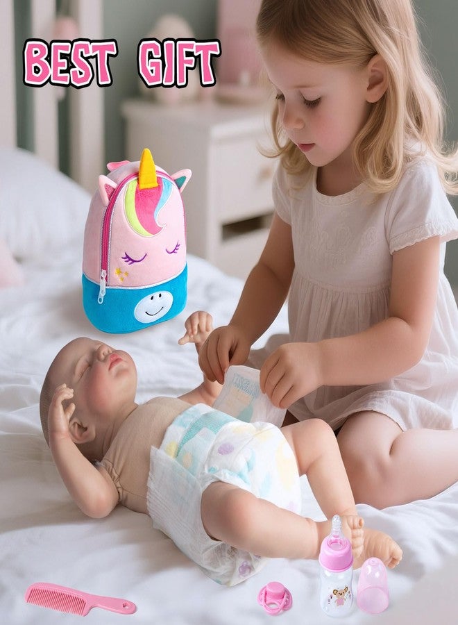 Pedolltree 10 Pcs Reborn Baby Doll Diaper Bag Care and Feeding Set for 17-24 inches Reborn Dolls Accessories Newborn Baby Girl with Unicorn Backpack - Image 4